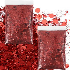 Sclipici pentru meșteșuguri, 100 g sclipici pentru față, pudră sclipici ultrafină 0,2 + 1 + 3 mm pentru unghii, machiaj facial, carton, meșteșuguri, artă pentru unghii (șampanie) (roșu intens)