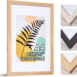 HOUSE DAY Set de 1 ramă foto A4 - Ramă foto din lemn 21 x 30 cm, ramă poster din plexiglas, ramă poster colaj, ramă poster documente modernă, ramă foto MDF (naturală)