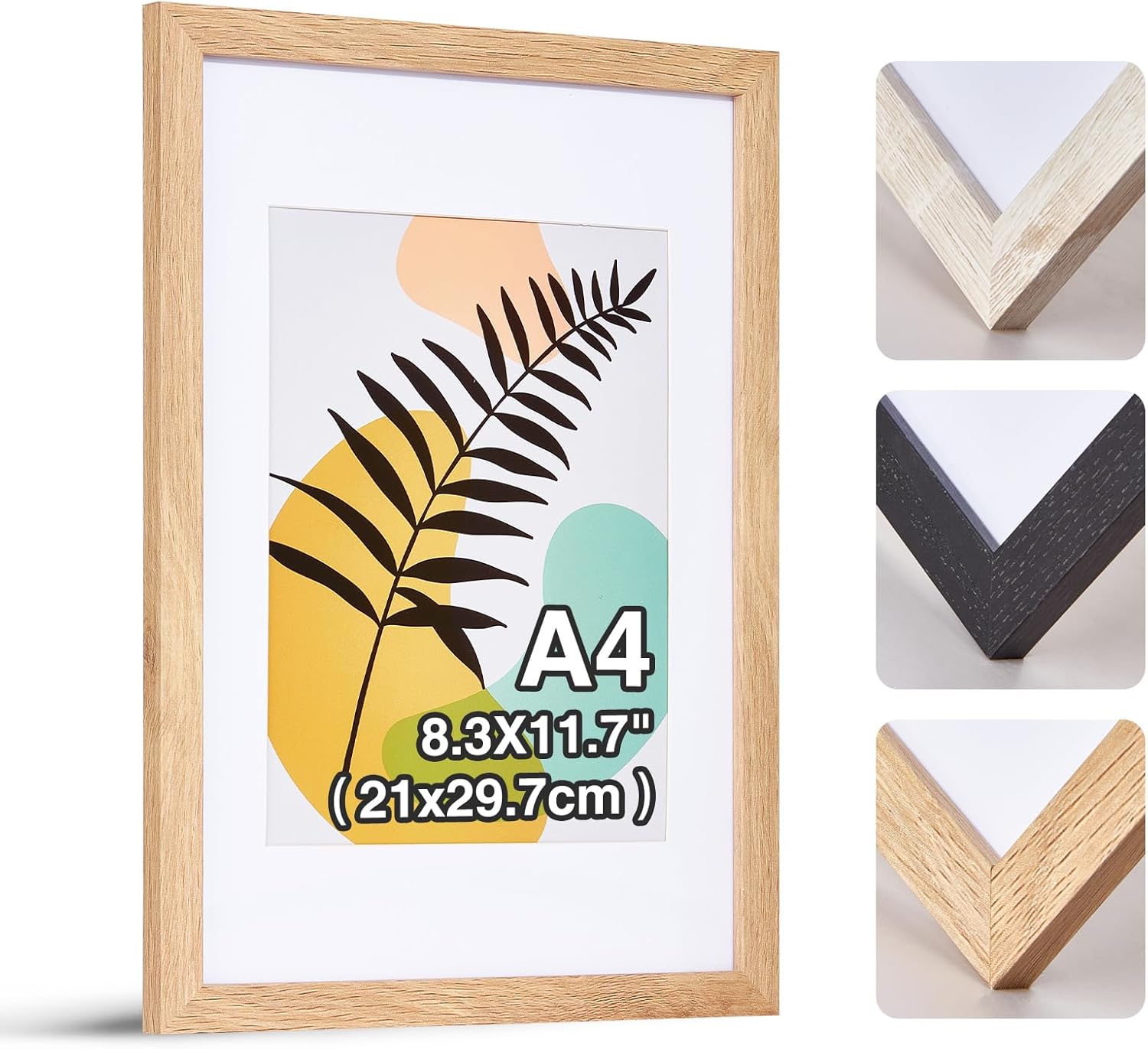HOUSE DAY Set de 1 ramă foto A4 - Ramă foto din lemn 21 x 30 cm, ramă poster din plexiglas, ramă poster colaj, ramă poster documente modernă, ramă foto MDF (naturală)