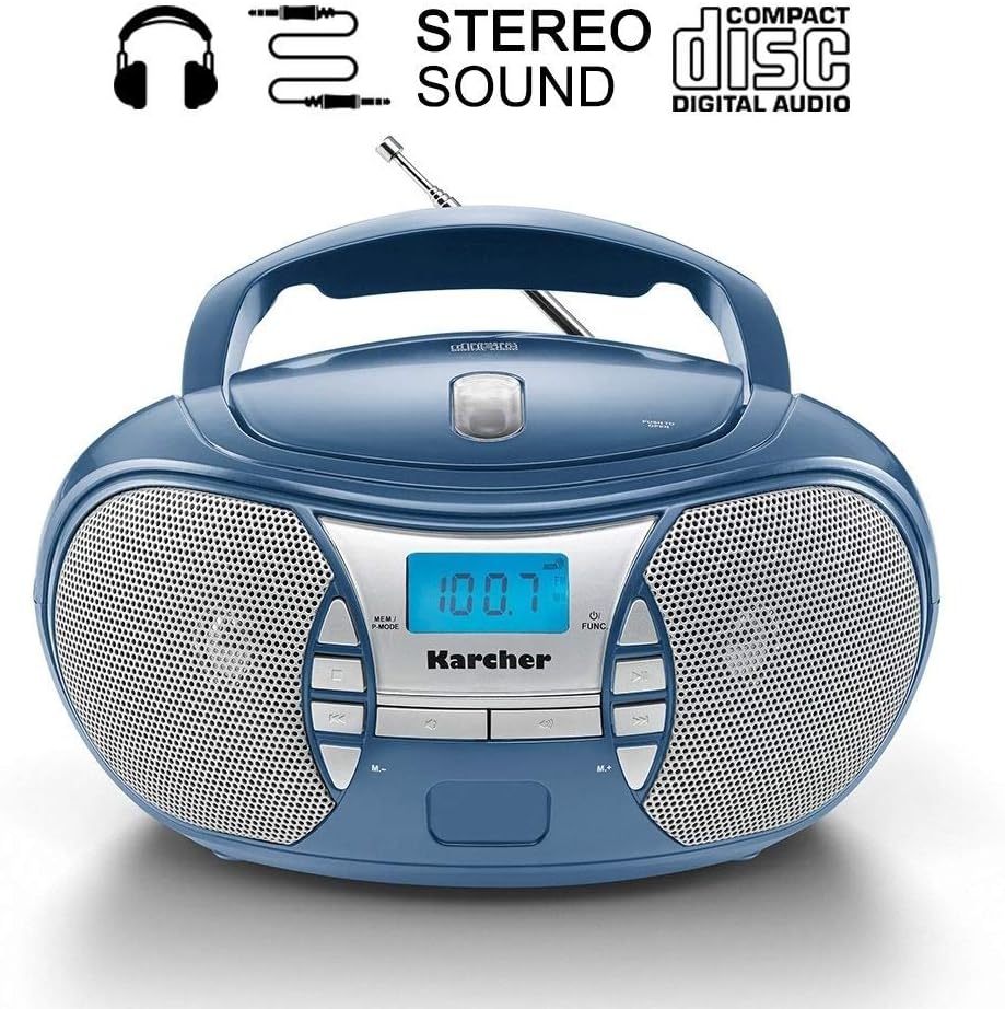 Radio CD portabil Karcher RR 5025-C (CD player, radio FM, baterie / AC, AUX-In) albastru - Image 2