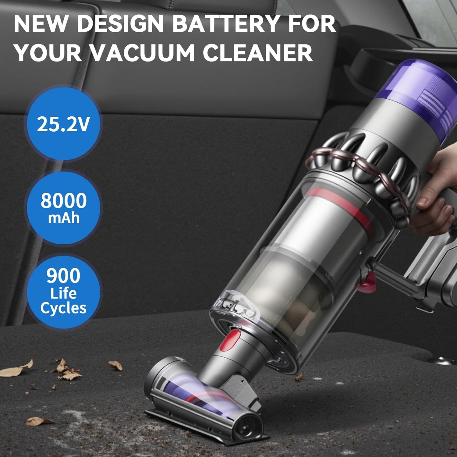 Baterie V11, Morpilot 25.2 V 8000 mAh Baterie de schimb pentru SV15/SV16/V11 Outsize/Absolute Extra/Absolute Pro/Fluffy Extra/Toque Drive/Animal Baton fără fir cu 2 filtre - Image 3