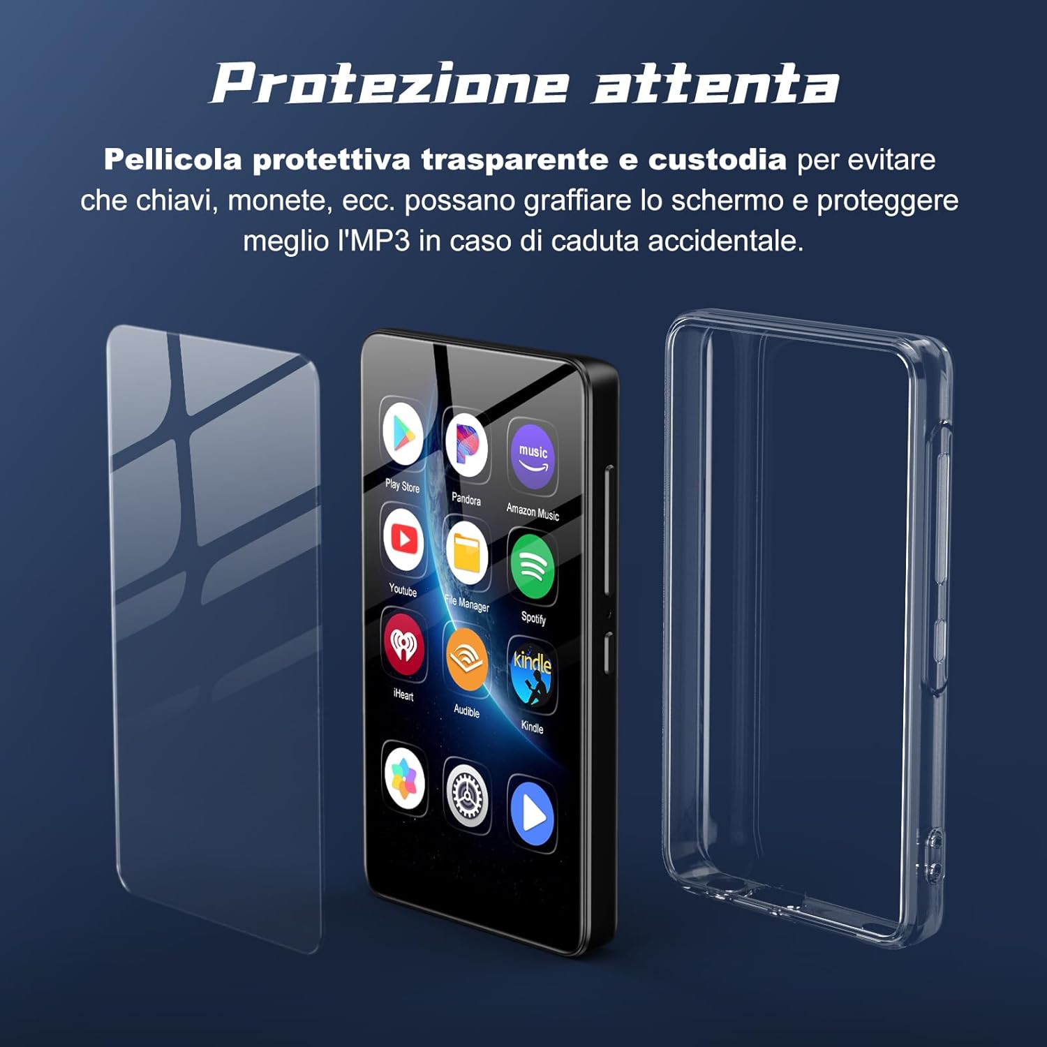 Player MP3 de 160 GB cu Bluetooth și WiFi, Player MP3 Spotify, Android 13, Ecran tactil 1080P de 4,02 inci, Player MP4, Player muzical portabil, Audible, Amazon Music, Player Store, Extensibil până la 1 TB - Image 4