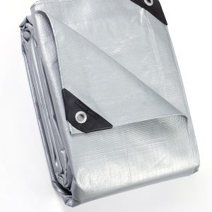Prelată GUARD SHIELD cu ochiuri de fixare, prelată impermeabilă, prelată din material textil, prelată de protecție 160 g/m², universală, rezistentă la rupere, stabilizată UV, rezistentă la mucegai, 2 m x 2 m, gri