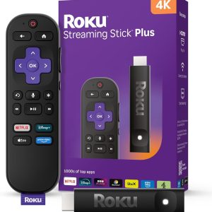 Roku® Streaming Stick™ Plus 2025 Dispozitiv de streaming Roku 4K și HDR pentru televizor cu telecomandă vocală - TV gratuit și live