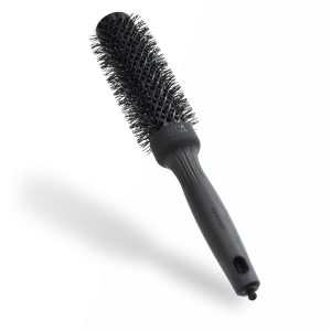 Perie rotundă ceramică Olivia Garden Expert Blowout Speed Black Label - Negru mat - 35 - cu țeavă extra lungă pentru suflare cu 25% mai rapidă