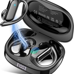 Căști sport cu urechi deschise, negru intens, cu cârlige pentru urechi, căști wireless 2025