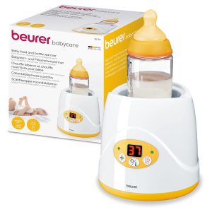 <b>Notă: Evitați contactul cu substanțe de curățare abrazive sau antibacteriene, deoarece acestea pot deteriora plasticul.</b> <b><b>Încălzitor de hrană și biberoane Beurer BY 52 - 2 în 1 pentru încălzirea și menținerea caldă a hranei pentru bebeluși</b></b> <b><b>De ce aveți nevoie de un încălzitor de biberoane? Această întrebare este foarte simplu de răspuns: Acesta facilitează viața părinților de sugari, bebeluși și copii mici, aducând <b>laptele matern rece sau alte alimente lichide sau moi la temperatura potrivită pentru cei dragi. Părinții proaspăt născuți, în special, nu pot încă evalua dacă biberonul este prea fierbinte sau prea rece.</b></b></b> <b><b><b>Cu încălzitorul practic de biberoane și hrană pentru bebeluși BY 52 de la Beurer, <b>fiecare aliment este adus la temperatura dorită, pe care o puteți afișa pur și simplu prin intermediul afișajului LED. Mâncarea este gătită ușor și uniform, păstrând cei mai importanți nutrienți și vitamine din alimente. Cu ajutorul dispozitivului de ridicare a alimentelor, puteți scoate pur și simplu borcanele sau flacoanele. Toate accesoriile pot fi spălate igienic în mașina de spălat vase.</b></b></b></b> <b><b><b><b>Caracteristici cheie dintr-o privire:</b></b></b></b> <b><b><b>2 în 1: Încălzire și menținere la cald Cu afișaj LED pentru o singură citire Citire clară a temperaturii Încălzire delicată și uniformă a alimentelor pentru bebeluși Potrivit pentru toate fiolele și borcanele standard Cu dispozitiv de ridicare a alimentelor pentru scoaterea ușoară a borcanelor Cu capac <b>Setul conține:</b> <b>1 x BY 52; 1 x food lover; 1 x capac, 1 x manual de utilizare Biberonul Babytrink nu este inclus.</b></b></b></b>