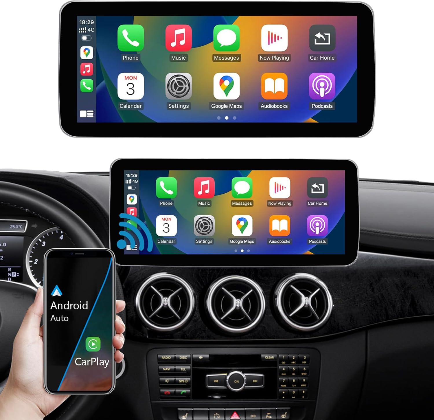 Radio auto cu ecran tactil de 10,25 inci pentru Mercedes Benz Clasa A/B GLA CLA W176 W246 C117 X117 X156 2013-2015 cu NTG 4.5/4.7 suport Apple Carplay/Android Auto/Mirrorlink