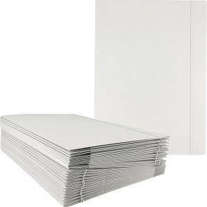 D.RECT 25 x Dosare A4 pentru portofoliu, albe - Dosar tripliant cu bandă elastică - Carton 300 g - Dosar pentru documente pentru birou și școală