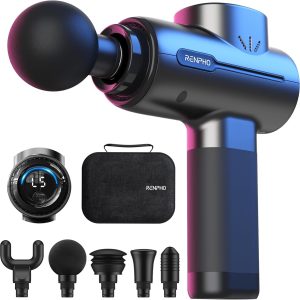 Pistol de masaj, RENPHO Pistol de masaj până la 3200 rpm, aparat de masaj cu baterie de 2500 mAh și port de încărcare USB C pentru masaj muscular relaxant, negru