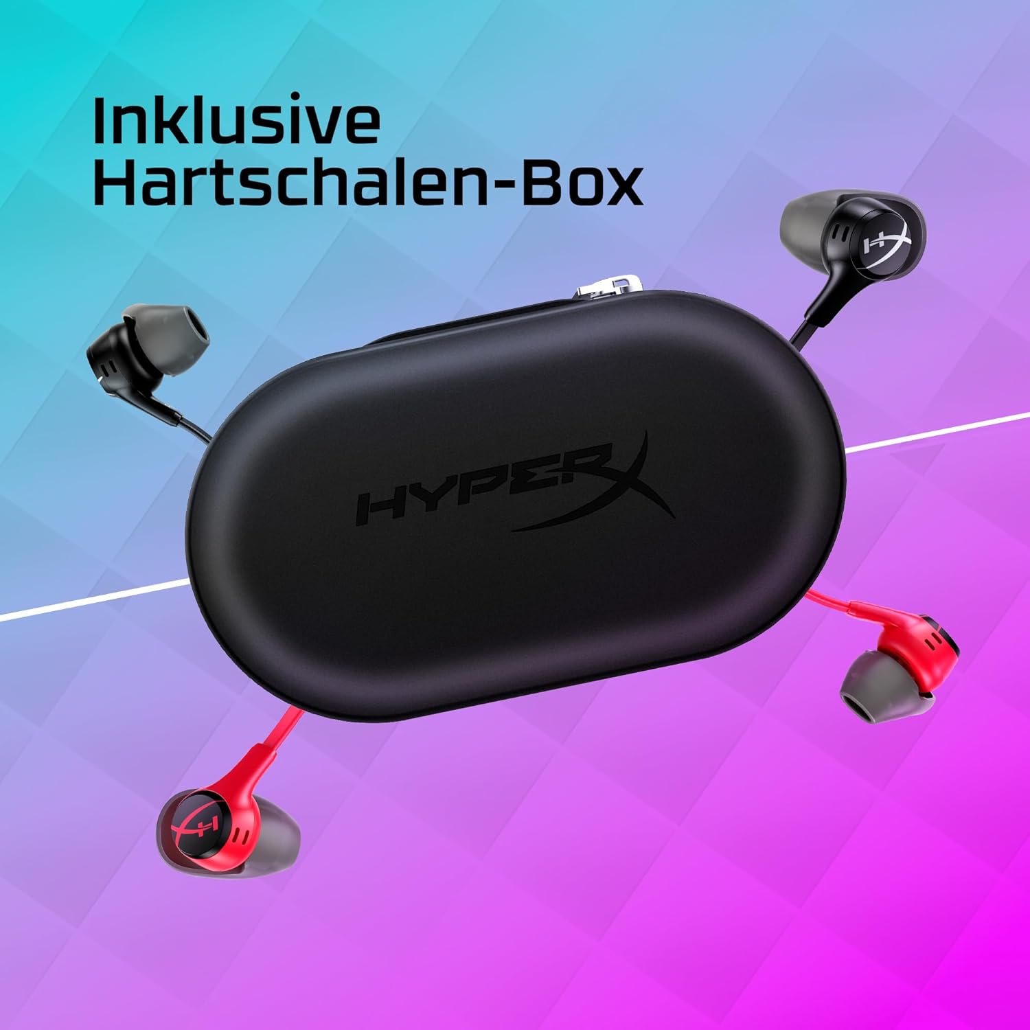 Căști intraauriculare HyperX Cloud Earbuds II cu fir, driver de 14 mm, microfon încorporat, 4 dimensiuni de dopuri pentru urechi, conector de 3,5 mm cu carcasă rigidă pentru consolă PC, dispozitive mobile, roșu - Image 3