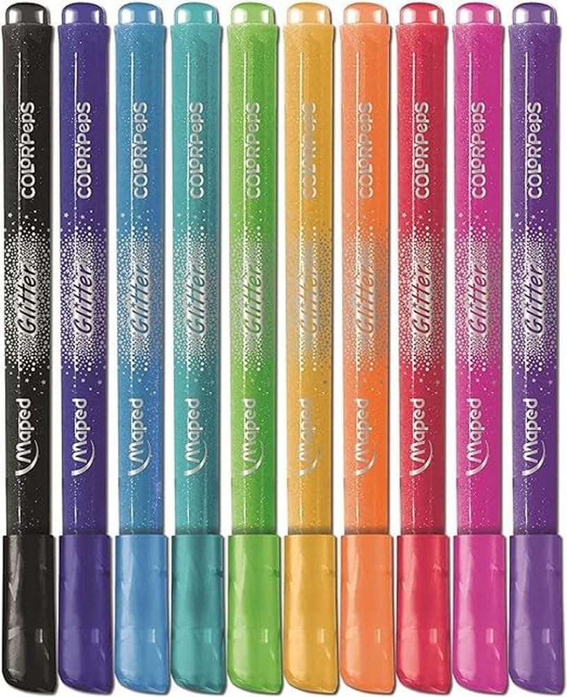 Pixuri cu vârf de pâslă Maped COLOR’PEPS GLITTER, acoperire excelentă, multe particule de sclipici, 1 pachet de 10 - Image 2