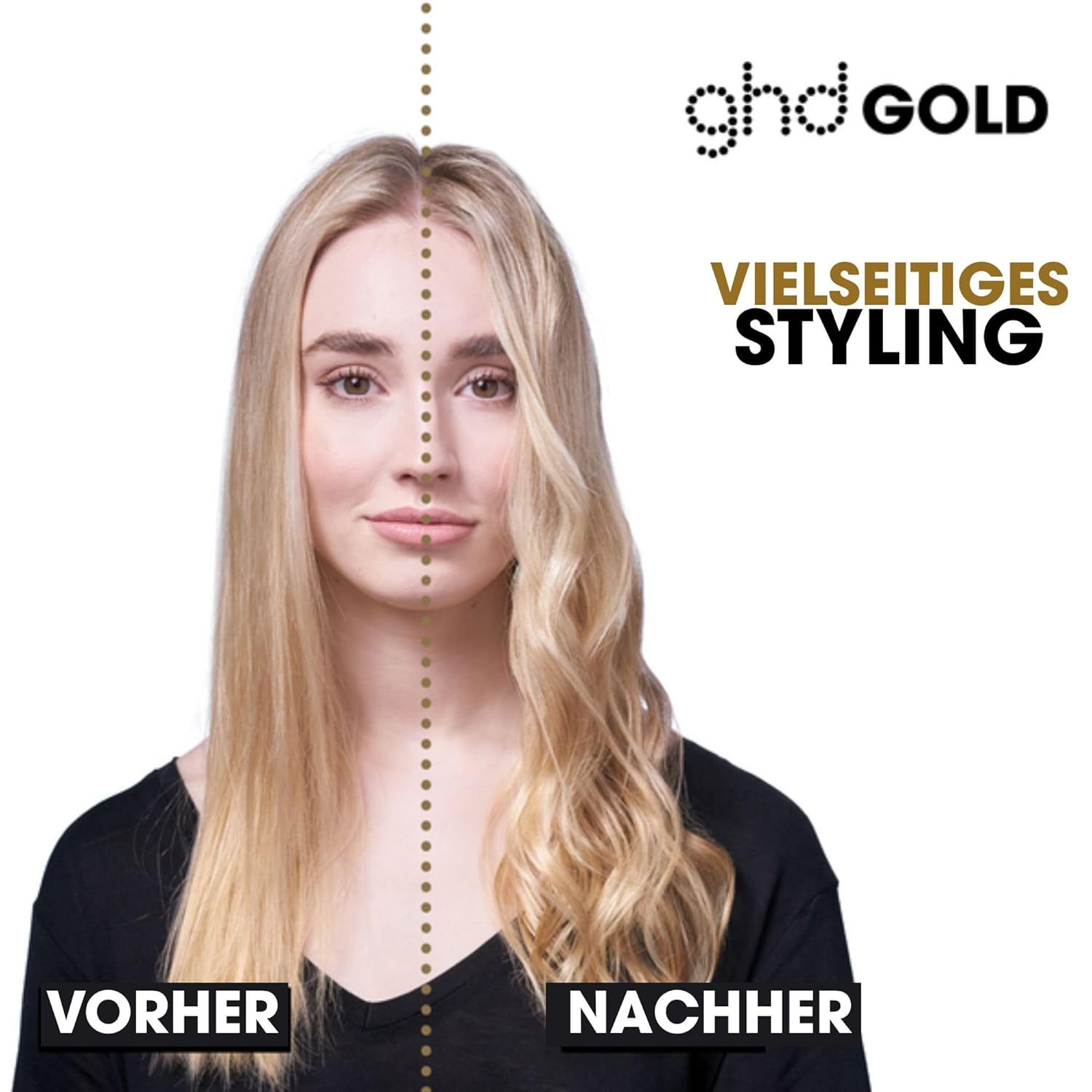 Placă de îndreptat părul profesional ghd Gold pentru îndreptare, ondulare și crearea de onduleuri, temperatură optimă de coafare 185ºC, tehnologie cu zonă duală, negru - Image 2