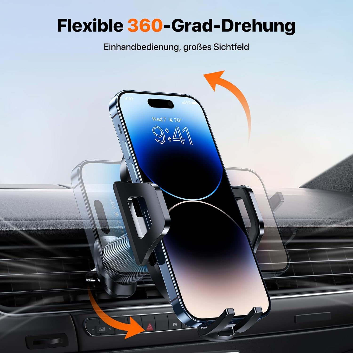 Suport auto Miracase 【Cel mai recent cârlig dublu din 2025】Suport auto universal pentru telefon mobil cu ventilație, rotație la 360 de grade pentru iPhone 17/16/15/14/13 Pro Max Plus/Samsung și - Image 2