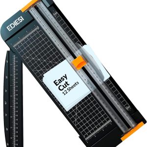 Ediesi, Cutter de hârtie A4 cu foarfecă, de înaltă precizie, cu blocare automată și riglă extensibilă pentru hârtie, fotografii, cupoane și etichete (negru)