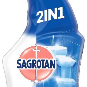 Sagrotan Ocean Fresh Soluție de curățare pentru baie, dezinfectant 2 în 1 cu folie de protecție anti-murdărie pentru o igienă fiabilă în baie, 1 sticlă cu pulverizator de 750 ml