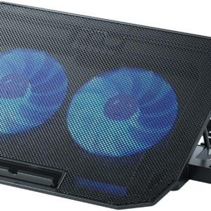 NK Pad de răcire portabil - Ventilator de răcire pentru laptopuri de 12-17 inch cu suport reglabil pe înălțime, 2 ventilatoare silențioase, 2 porturi USB, răcire rapidă, lumină LED albastră - Culoare