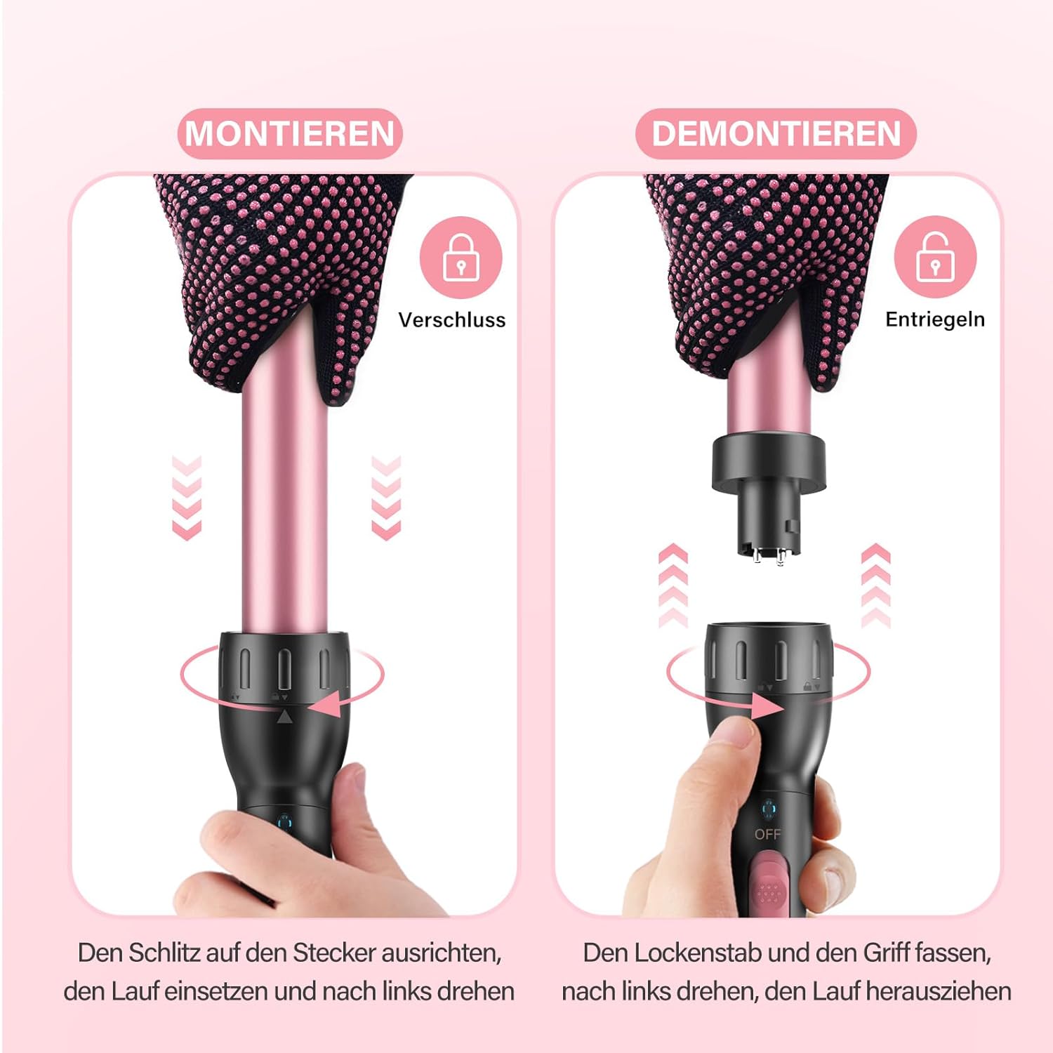 Ondulator ceramic 5 în 1 cu placă de îndreptat părul - Set ondulator BESTOPE MIX cu diverse accesorii pentru bucle mari și mici, încălzire rapidă 10-32 mm, 2 temperaturi reglabile pentru păr lung și scurt - Image 3