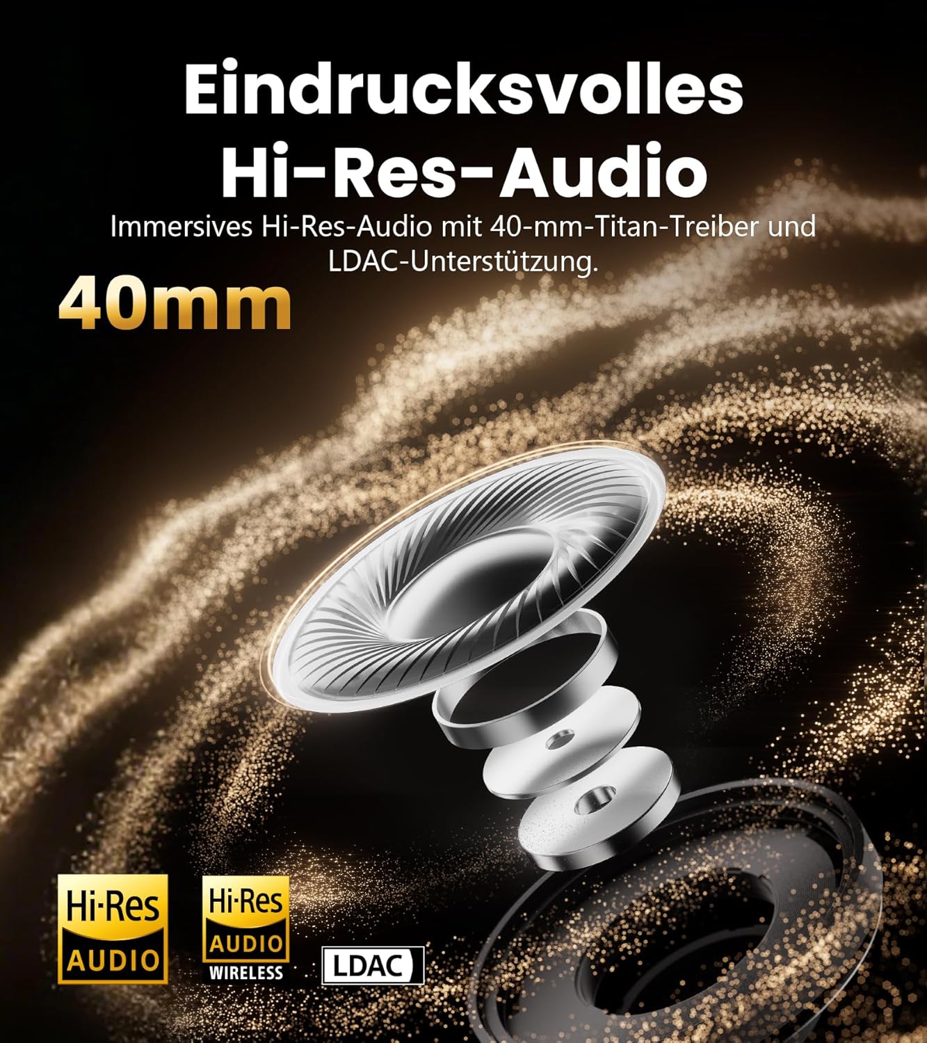 Căști Edifier ES850NB Wireless Over-Ear cu Anulare a Zgomotului, Audio Wireless de Înaltă Rezoluție, LDAC, 92h Durată de Redare, Bluetooth 5.4 și Multipoint, Reducere a Zgomotului prin Apeluri prin AI, Pliabile - Negre - Image 2
