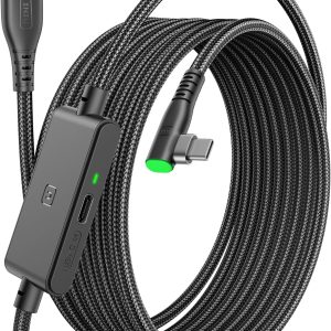 Cablu INIU Link cu port de încărcare [5 m], compatibil cu Oculus Meta Quest 3/Quest 2/1/Quest Pro, Pico 4/accesorii PC Steam VR, cablu de date USB C de mare viteză 2,5 Gbs, PC la PC, accesorii pentru căști VR