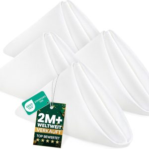 Șervețele de masă KICHLY - Pachet de 24 de șervețele reutilizabile - Ideale pentru evenimente și utilizare regulată acasă, 100% poliester (alb, 50 x 50 cm)
