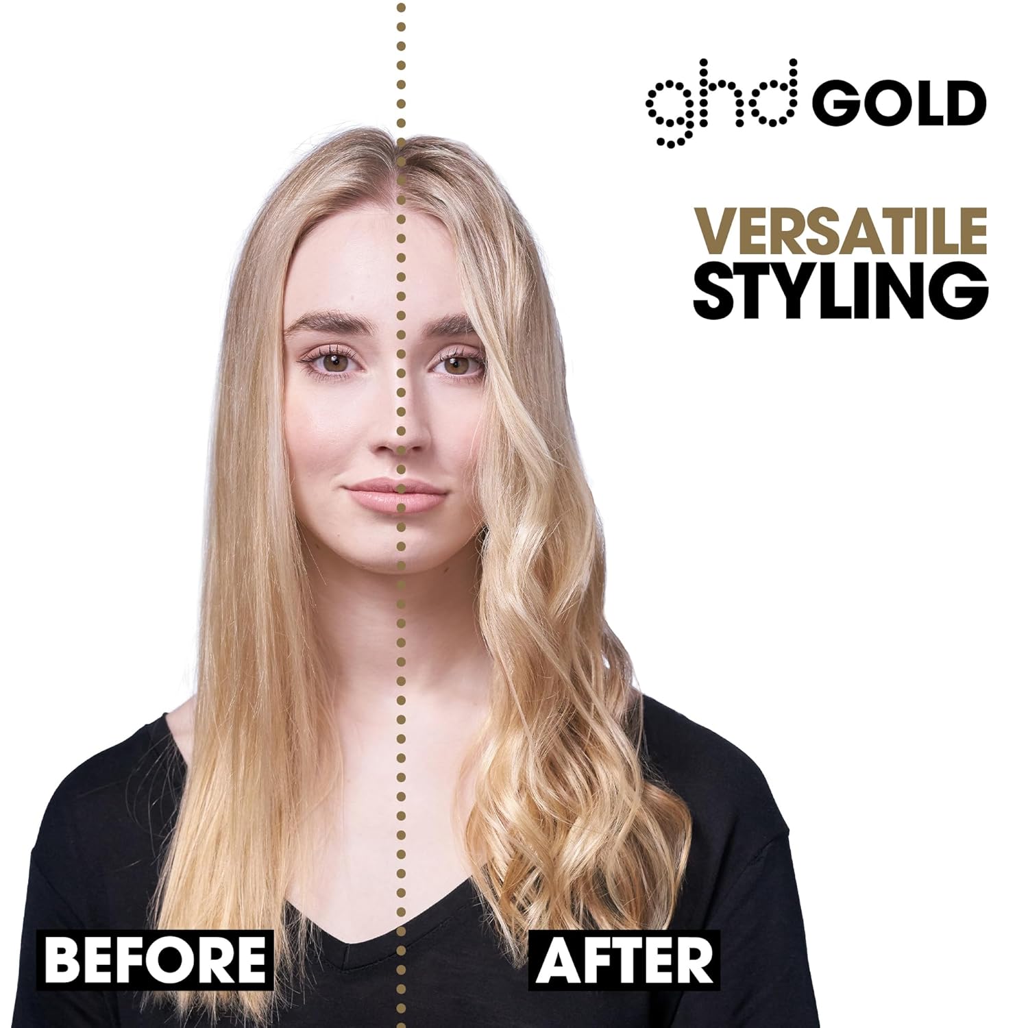 Placă de îndreptat părul profesional ghd Gold pentru îndreptare, ondulare și crearea de onduleuri, temperatură optimă de coafare 185ºC, tehnologie cu zonă duală, negru - Image 2