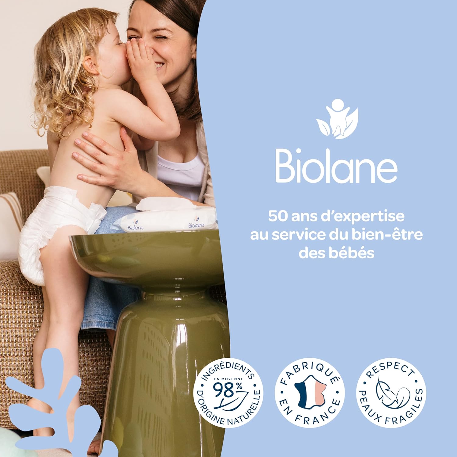 BIOLANE - Șervețele umede pentru bebeluși cu apă - 900 de șervețele - 12 x 75 cm - Curățare delicată și eficientă - De la naștere - Calitate franceză - Image 3