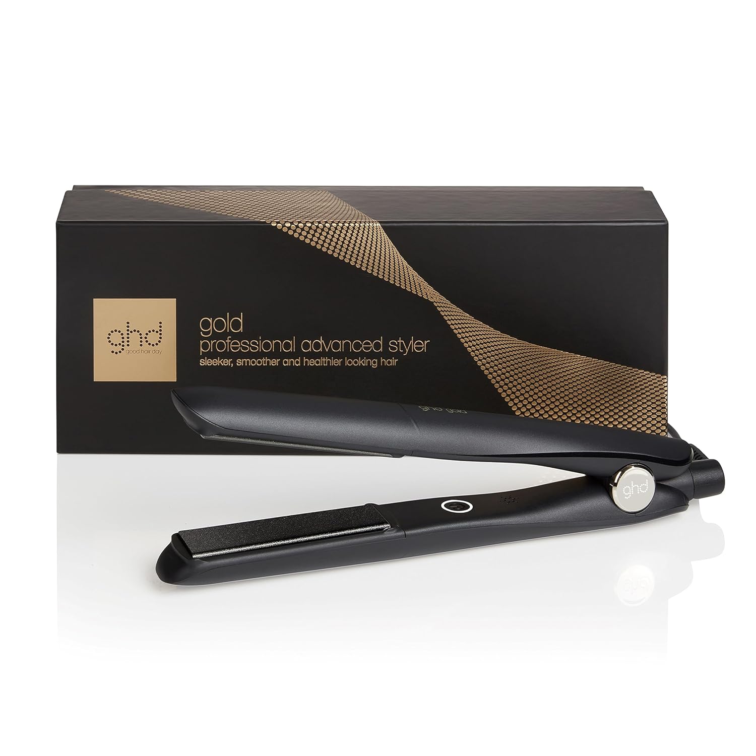 Placă de îndreptat părul profesional ghd Gold pentru îndreptare, ondulare și crearea de onduleuri, temperatură optimă de coafare 185ºC, tehnologie cu zonă duală, negru