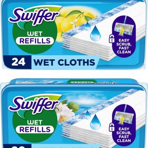 Rezervă pentru mop de podea Swiffer, lavete umede cu parfum proaspăt, ca după ventilație, pentru curățarea rapidă și ușoară a podelelor dure