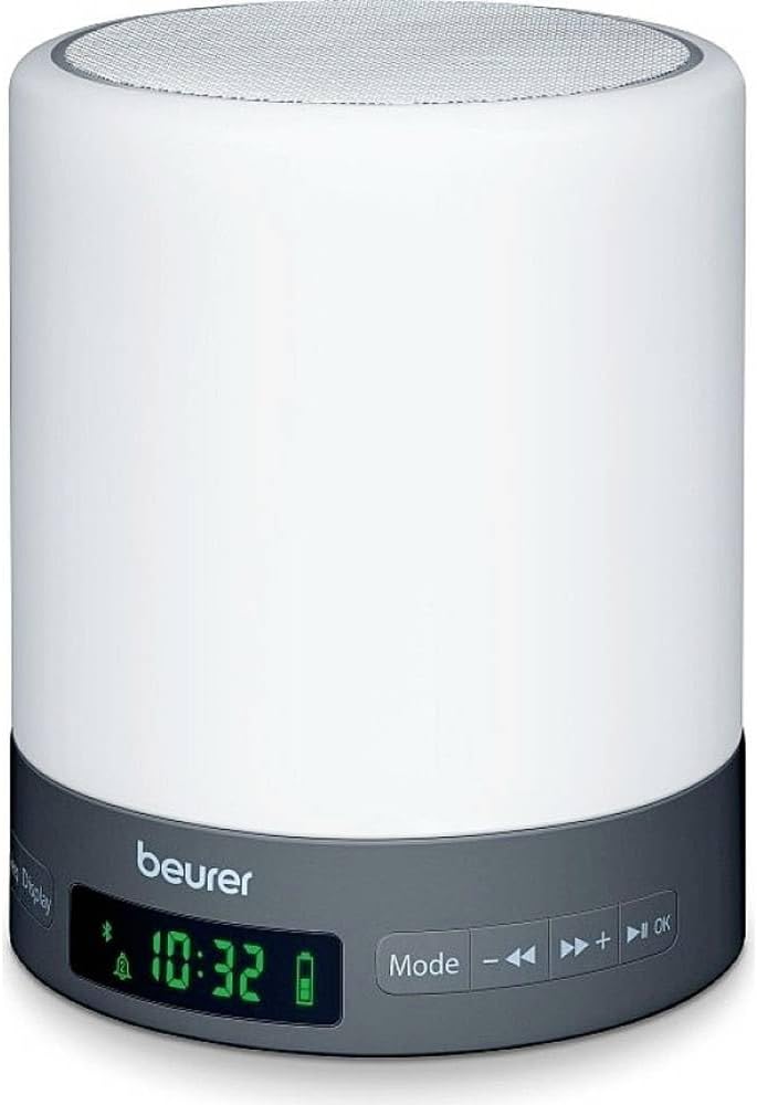 Ceas deșteptător cu lumină Beurer WL 50 cu lumină ambientală LED, simulare răsărit și apus, susține ritmul somnului