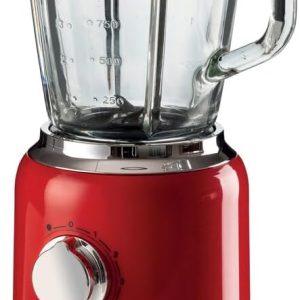 Blender modern Ariete 585, 1000 W, capacitate 1,5 L, 4 viteze + funcție puls, cană gradată din sticlă, 4 lame din oțel inoxidabil, roșu
