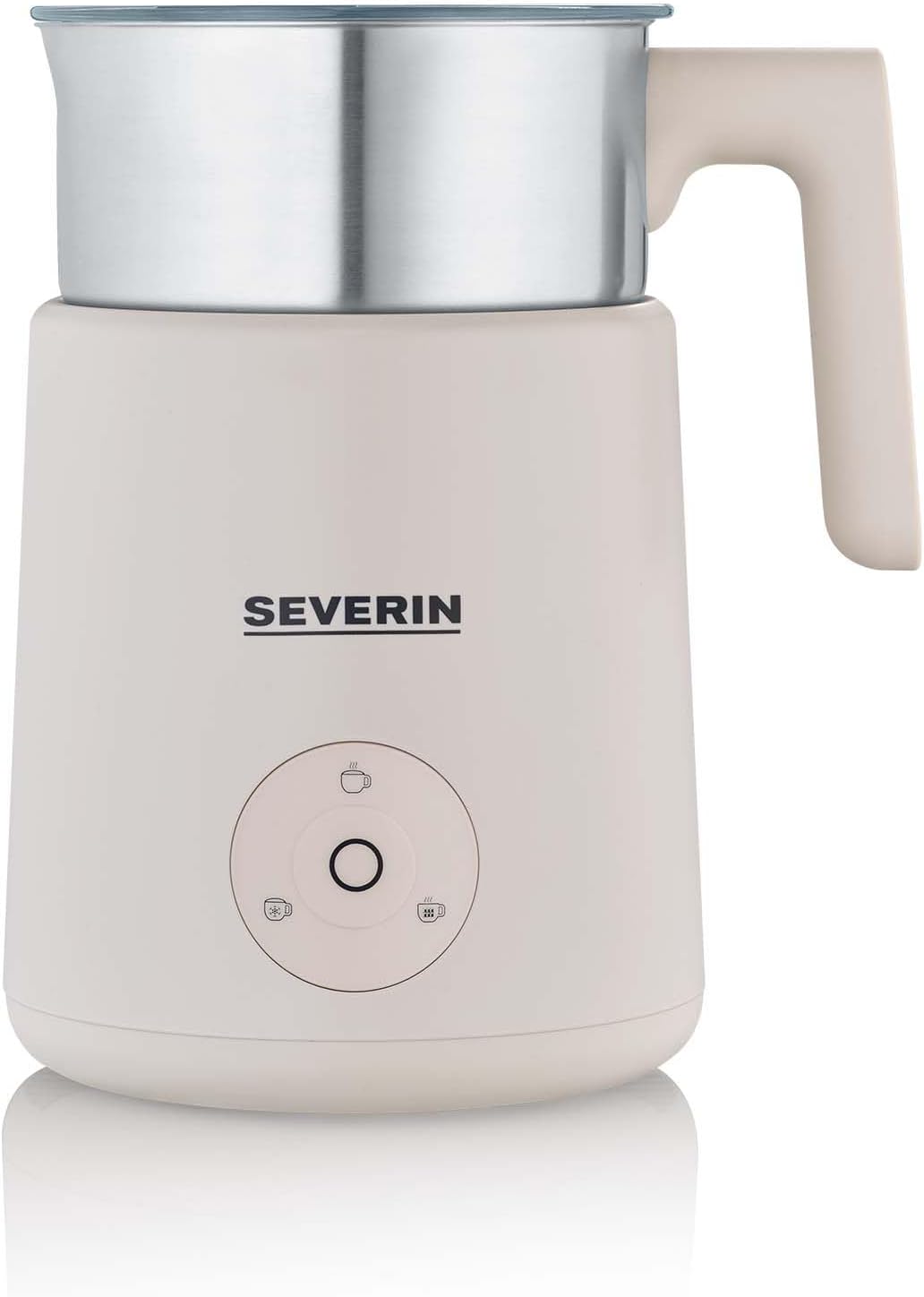 SEVERIN Design Spumator de lapte cu inducție, spumator electric de lapte cu recipient din oțel inoxidabil, spumare rece și caldă + funcție de ciocolată, potrivit pentru lapte vegan, estetic, bej, SM 3589