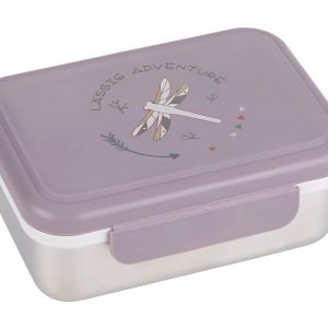 Cutie de prânz pentru copii LÄSSIG, cutie de mic dejun din oțel inoxidabil, sustenabilă, pentru grădiniță, școală, Adventure Dragonfly, 1 bucată | Pentru grădiniță și școală, cu separator detașabil, robustă, rezistentă la spargere, lavabilă în mașina de spălat vase