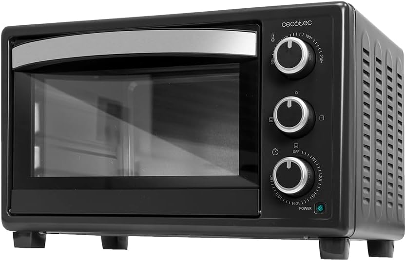Aragaz de masă Cecotec Bake&Toast 2300 Negru, 23 L, Putere 1500 W, până la 230ºC, 3 moduri de încălzire: Grill, Încălzire inferioară și Combinată, Ușă dublă din sticlă, Temporizator 60 de minute, Sertar pentru firimituri