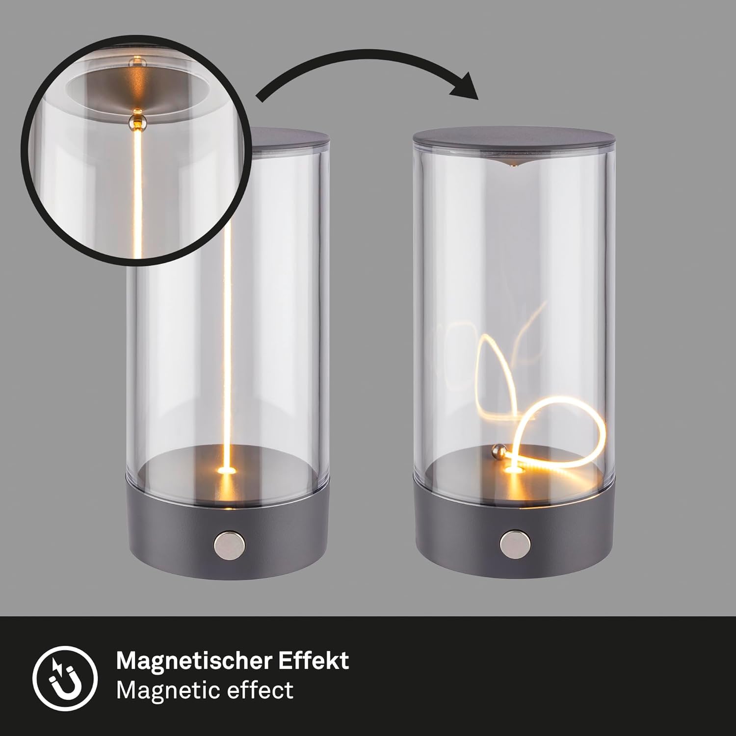 BRILONER - Lampă de masă LED wireless cu comutator pe 4 niveluri, tactilă, cu filament, culoare lumină albă caldă, încărcare USB-C, lampă de noptieră, lampă de citit, lampă LED, lampă de masă, lampă cu baterie, 7 x 14,5 cm, antracit - Image 3
