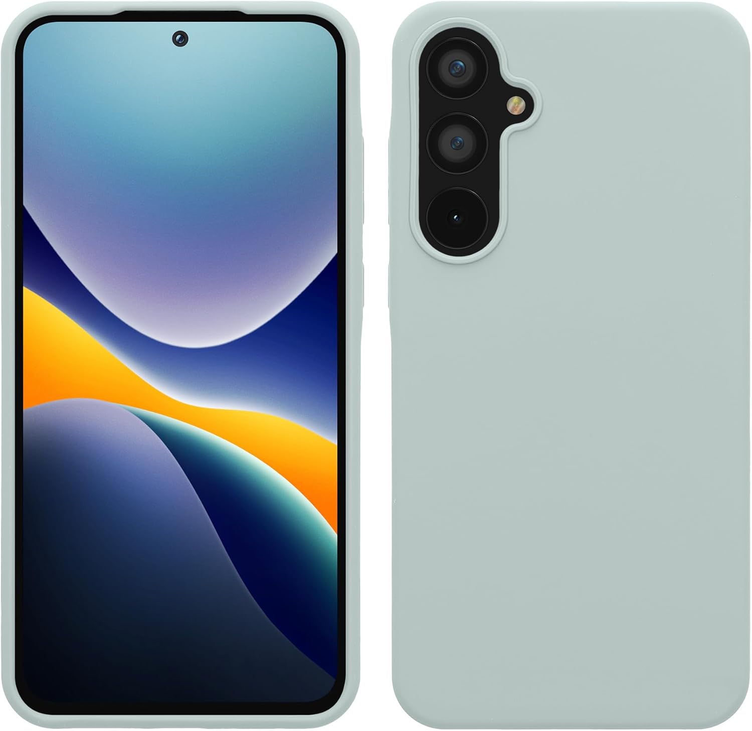 Carcasă kwmobile, compatibilă cu Samsung Galaxy A55 5G, subțire, silicon, husă pentru telefon mobil, suprafață moale, încărcare wireless, culoare mentă