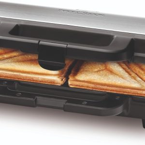 Prăjitor de sandvișuri Proficook PC-ST 1092, panouri sandwich extra mari pentru felii de pâine prăjită americană XXL, inserție din oțel inoxidabil, înveliș antiaderent, 2 becuri | Aparat de sandvișuri pentru felii de pâine prăjită americană XXL