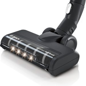 Duză de aspirare moale Bosch BHZUHFN pentru podele dure cu iluminare LED, potrivită pentru aspiratoarele fără fir Unlimited 6, 7 și 8, ideală pentru parchet și gresie, curățare delicată, accesorii originale, durabilă, neagră