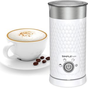 SIMPLETASTE Spumator de lapte electric 4 în 1 | Spumă de lapte caldă și rece, încălzește laptele, cacao, înveliș antiaderent, automat, silențios, fără BPA, pentru cappuccino latte