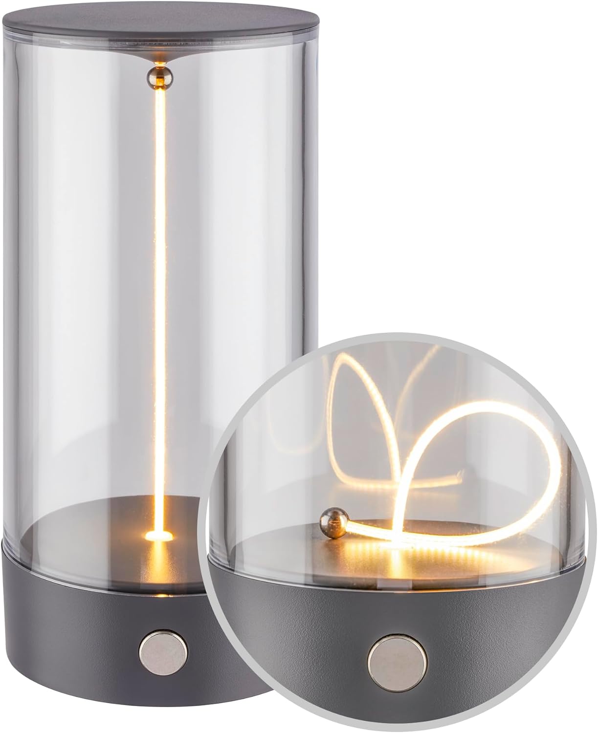 BRILONER - Lampă de masă LED wireless cu comutator pe 4 niveluri, tactilă, cu filament, culoare lumină albă caldă, încărcare USB-C, lampă de noptieră, lampă de citit, lampă LED, lampă de masă, lampă cu baterie, 7 x 14,5 cm, antracit