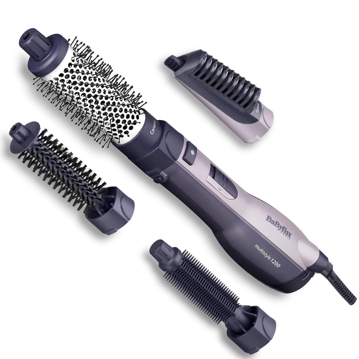 Perie cu aer cald BaByliss AS121E Multistyle, 1200 W ionică, 4 accesorii, 1 bucată (pachet de 1), ceramică