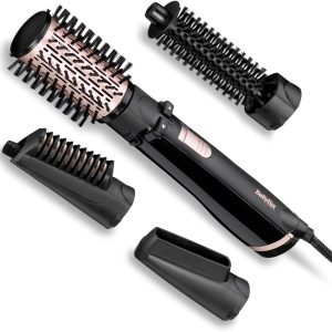 Set perie rotativă cu aer cald BaByliss AS200E Brush & Style Ionic, 1000 wați, 4 accesorii, negru