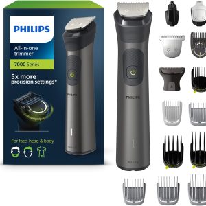Philips Multigroom Series 7000, Aparat de tuns multifuncțional, aparat de tuns barba și păr 15 în 1 pentru față, cap și corp - Un singur instrument cu 26 de setări de lungime (0,5-20 mm) (Model MG7950/15)