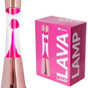Lampă lavă Fisura, efect magma/metal, 40 cm, metal lichid și sticlă.