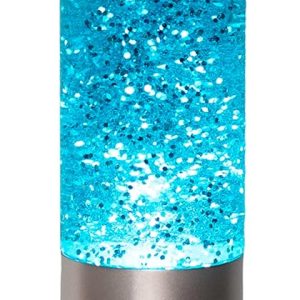 FISURA - Lampă Lavă cu Sclipici Albastru. Lampă Lavă 30 cm cu Bază Argintie, Lichid Albastru și Sclipici. Lampă cu Efect de Relaxare. 9x9x30 cm