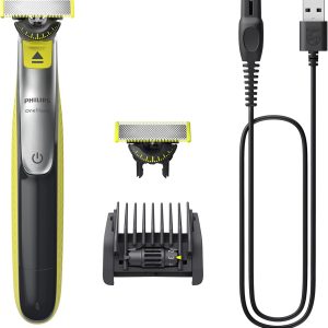 Philips OneBlade 360 Face - Tunde, coafează și bărbierește, incl. 2 lame de schimb 360, accesoriu de tuns 5 în 1 (Model QP2734/30)