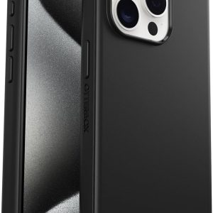 Carcasă OtterBox Symmetry pentru MagSafe pentru iPhone 15 Pro, rezistentă la șocuri, căderi, subțire și de protecție, testată de 3 ori conform standardelor militare, neagră, fără ambalaj de vânzare cu amănuntul