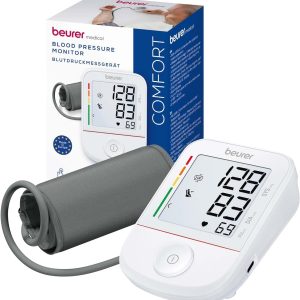 Tensiometru de braț Beurer BM 38, ușor de utilizat cu un singur buton, măsurare precisă prin indicatorul de repaus, detectarea aritmiei, afișaj XL, manșetă pentru 22-42 cm