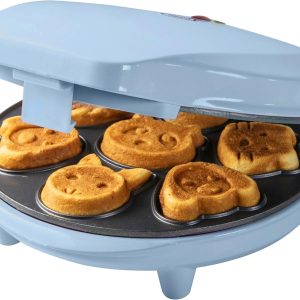 Bestron Mini Cookies Waffle Maker Mini Cookie Maker Aparat de vafe cu animale pentru mini vafe cu lumină de copt și înveliș antiaderent, 700 wați, albastru
