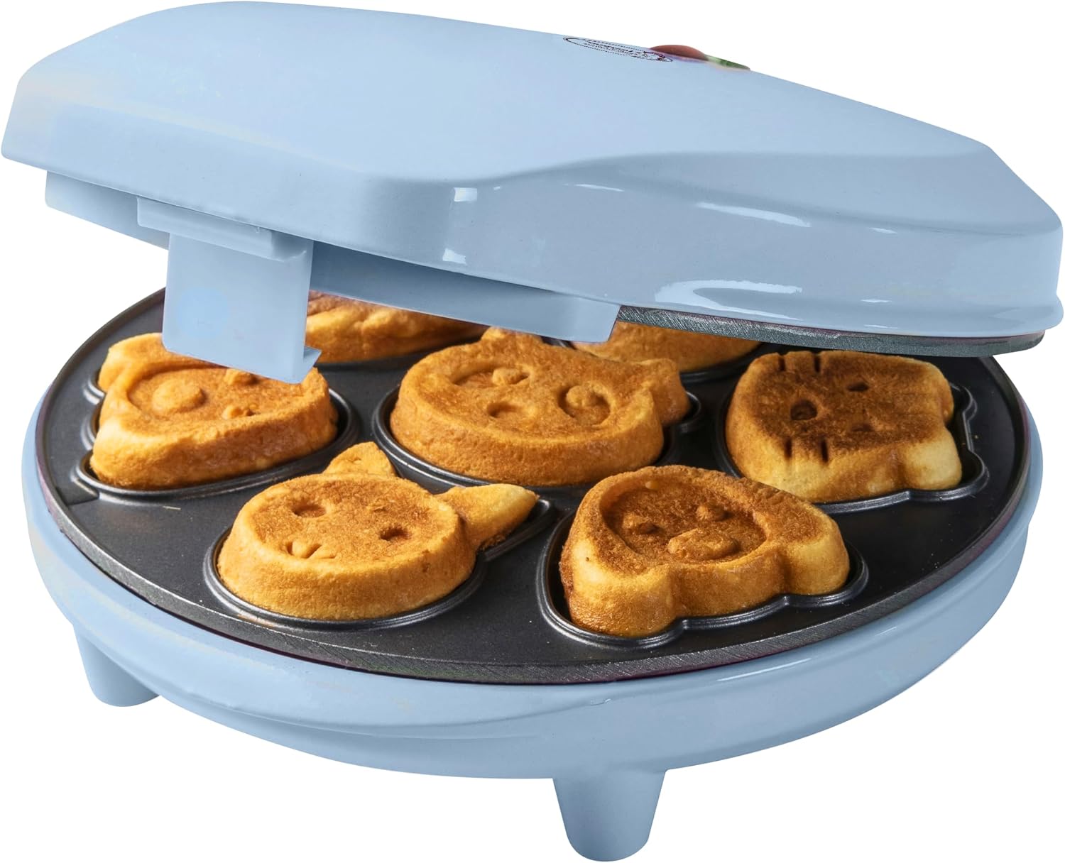 Bestron Mini Cookies Waffle Maker Mini Cookie Maker Aparat de vafe cu animale pentru mini vafe cu lumină de copt și înveliș antiaderent, 700 wați, albastru